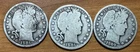 Lot of Three (3) Barber Half Dollars 90% Silver 1901 (x2) 1909