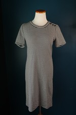 J.CREW Mercantile Midi Dress Black White Striped Short Sleeve Emo Grunge Medium
