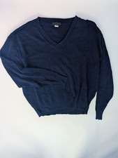 Vtg Andrew Rohan Mens 2XL Navy Blue V Neck Sweater 100 Cotton Made in USA 90s