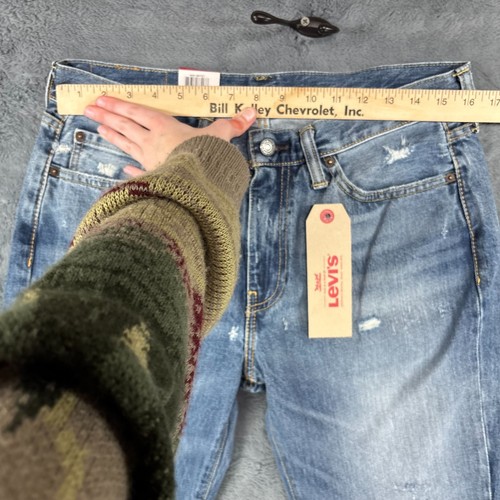Levis 514 Mens Regular Fit Jeans Size 33x32 Straight Leg Distressed Denim NWT - Picture 3 of 13