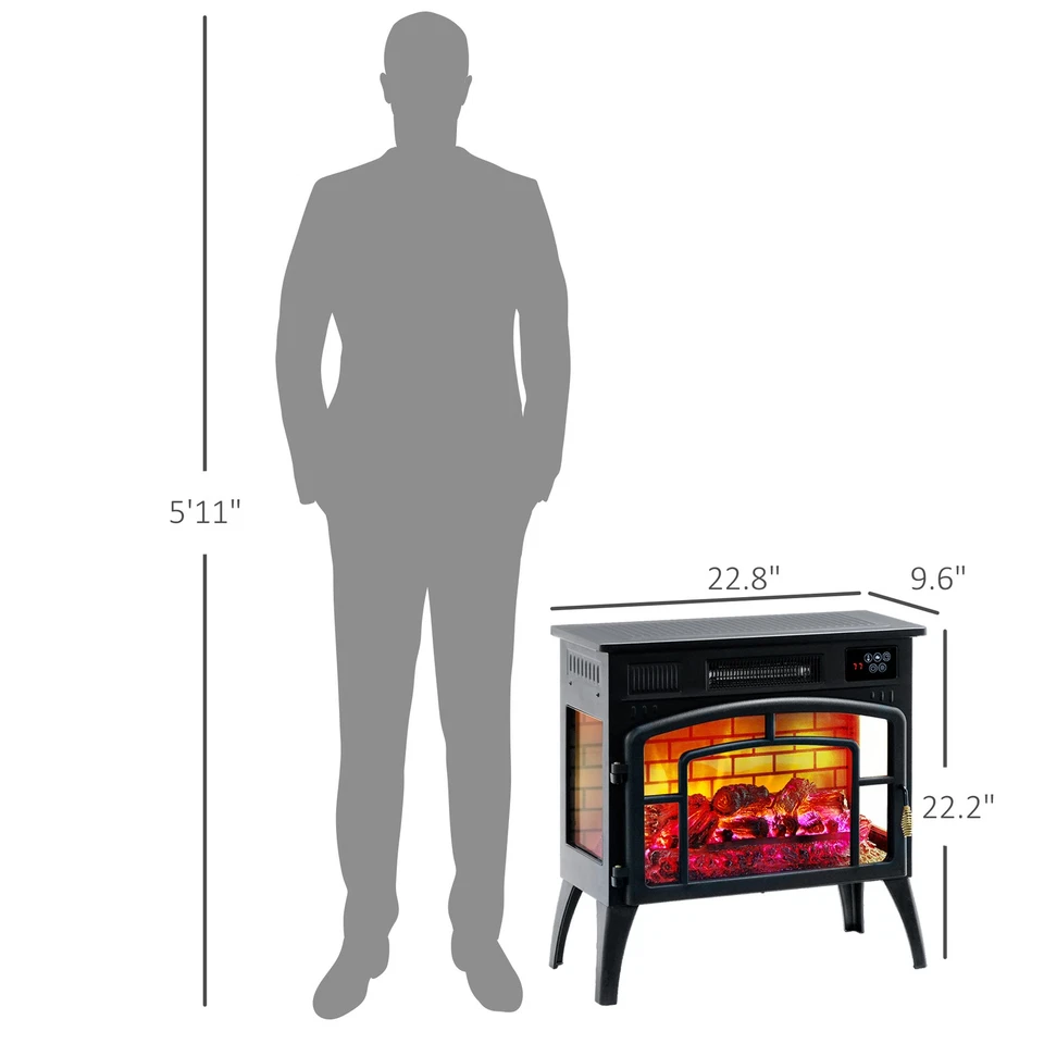 HOMCOM Infrared Electric Fireplace Heater for Indoor, 1500W, Black - Image 2 of 4