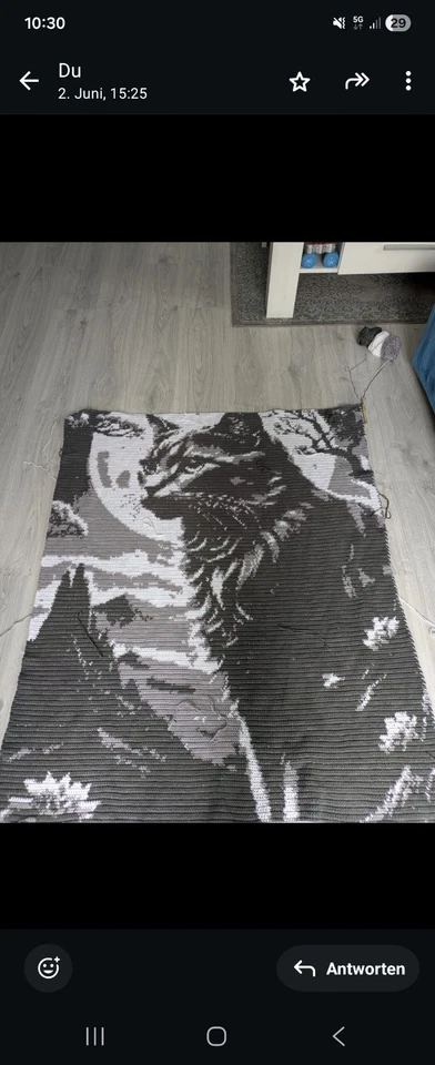 Kuscheldecke Tagesdecke Wohndecke Mit Katzenmotiv - Bild 3 von 4