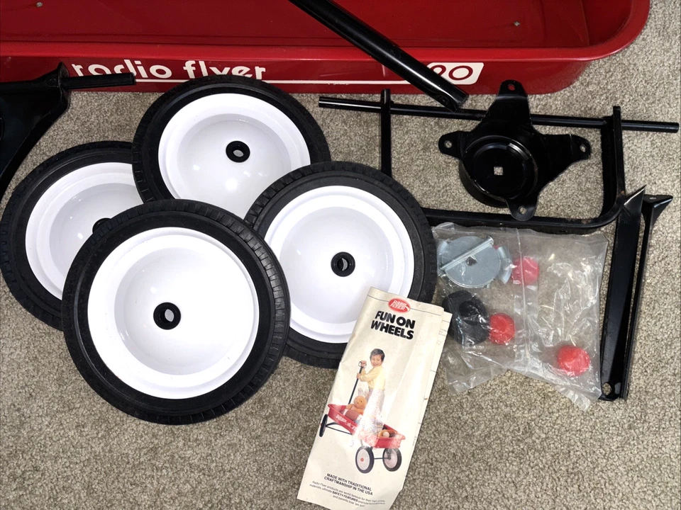 Radio Flyer 1987 NUEVO Vintage Modelo 90 Vagón Rojo Metal Hecho en EE. UU. COMPLETO NUEVO Foto 4 de 4