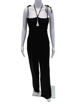 Danielle Bernstein Womens Two Pocket Sleeveless Zip Up Jumpsuit Black Size 8
