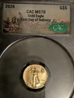 2026 $5 American Gold Eagle 1/10 OZ CAC MS70 First Delivery Fdod Code 666