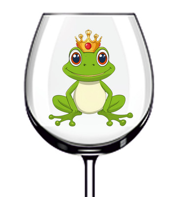 12x bunte Märchen Frosch Vinyl Aufkleber Abziehbild Becher Weinglas Flasche Tasse