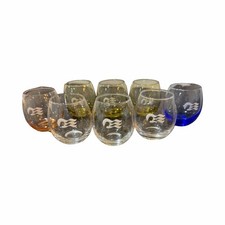 Vintage Princess Cruises Set 8 Mini Shot Glasses Sea Witch Logo Multicolour