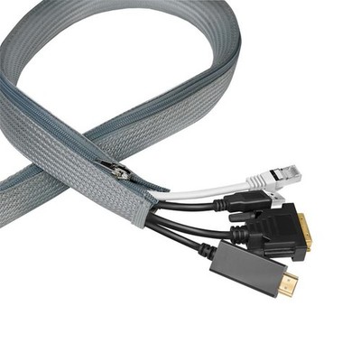 LogiLink KAB0071 Cable Sleeve with Zipper Polyester, OD: 30mm, Grey, 1 ~E~