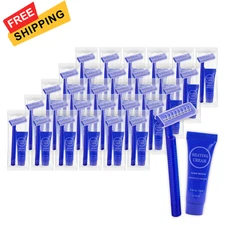 Disposable Razor Shaving Cream Set, Individually Wrapped Manual Twin Blade... 