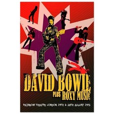 David Bowie Roxy Music 1972 Rainbow Theatre Concert Poster Print 24x36 Unframed