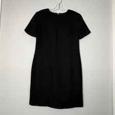 Talbots Petites Black 100% Wool Short Sleeve Sheath Dress Size 6 Made in USA