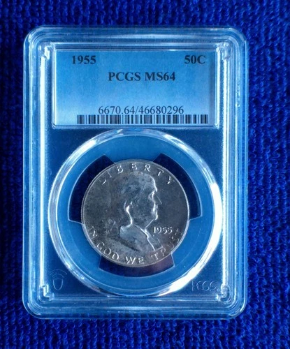1955 Ben Franklin Silver 50C Half Dollar Graded PCGS MS64
