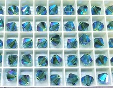 Swarovski 5328 8mm bicone beads Indicolite AB2X 6pcs