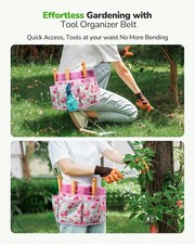 Grenebo 10 Piece Garden Tool Set with Organizer Belt for Women Pink - Image 4