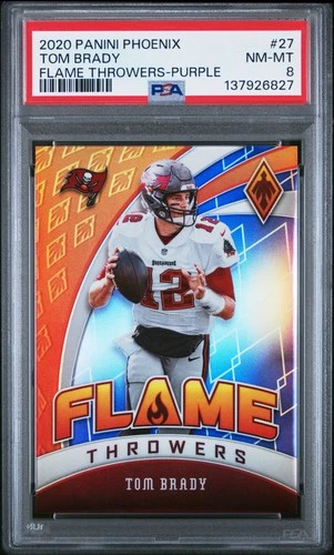 2020 PANINI PHOENIX FLAME THROWERS PURPLE #27 TOM BRADY 141/149 PSA 8