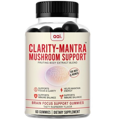 Clarity Mantra Mushroom Gummies for Adults, Brain Health, Immune Support- 60 G