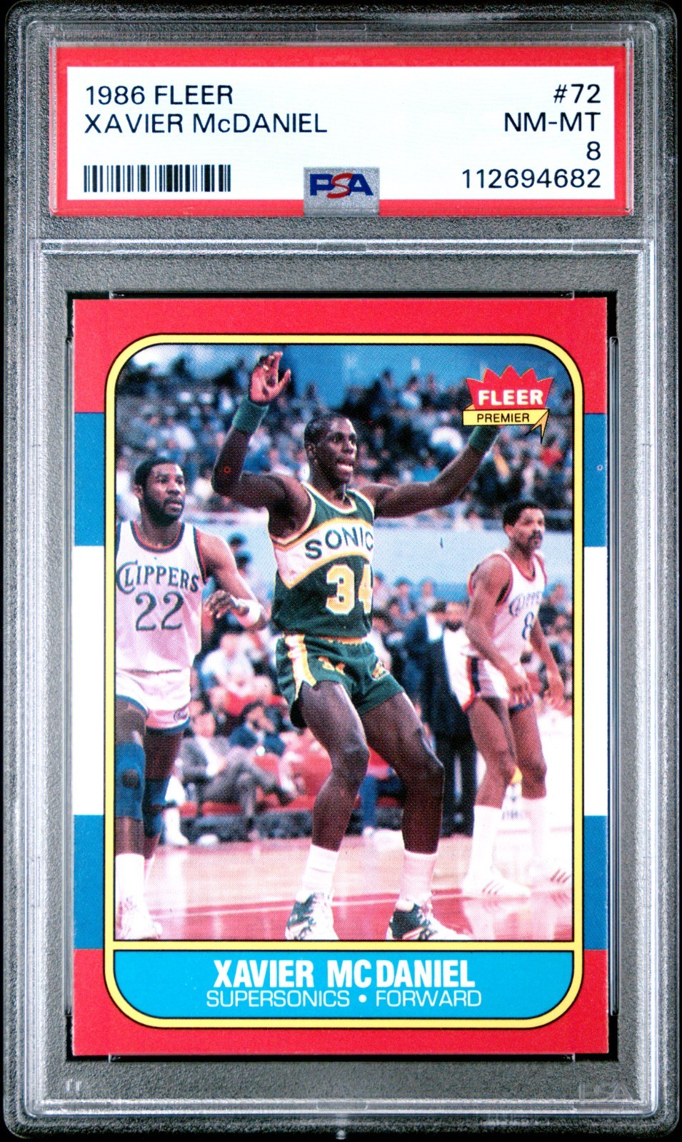 1986 FLEER #72 XAVIER MCDANIEL PSA NM-MT 8