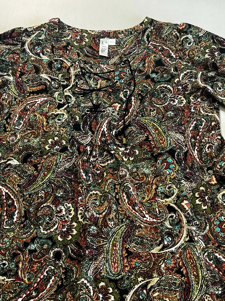 Emma & Michelle 连衣裙 L 码佩斯利束腰波西米亚时尚嬉皮秋季 — 第 2/4 张图片