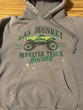Sudadera con Capucha De Colección Y2K Comercio Independiente Mono de Gas Monster Truck Carreras Gris M LEER