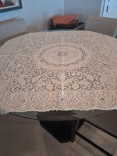 Vintage Lace Tablecloth Square 52" by 50" Ivory