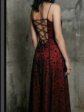 Vintage 90s y2k Morgan and co pink black whimsygoth mesh overlay prom dress 5/6