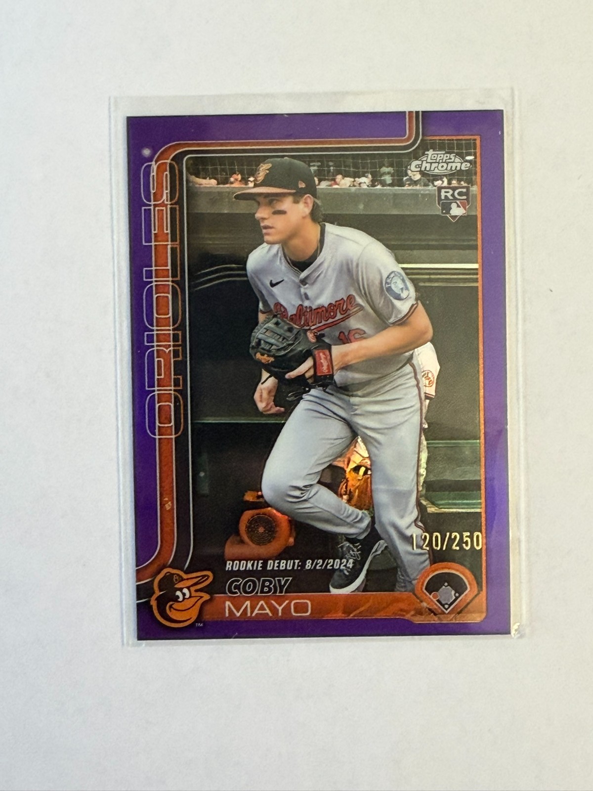 2025 TOPPS CHROME - MLB - COBY MAYO ORIOLES RC PURPLE FOIL #USC94 120/250