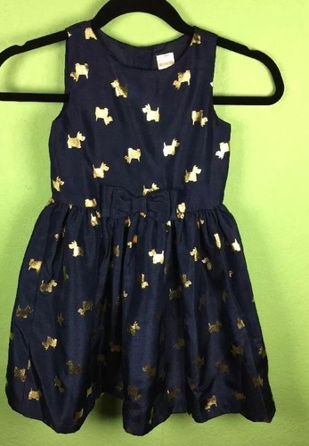 Gr. 5 2 teiliges Gymboree Kleid / Pullover Set Scotty Hund Mädchen blau gold Mädchen - Bild 7 von 12