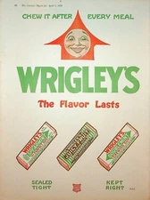 Original 1920 Wrigley's Ad: Three Packs; The Flavor Lasts