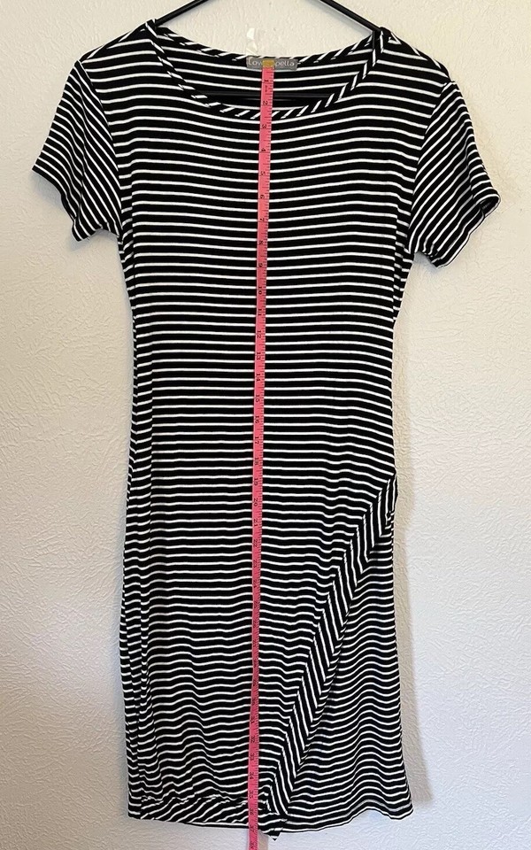 Loveappella Women Black And White Stripped Casual Dress Size M eBay
