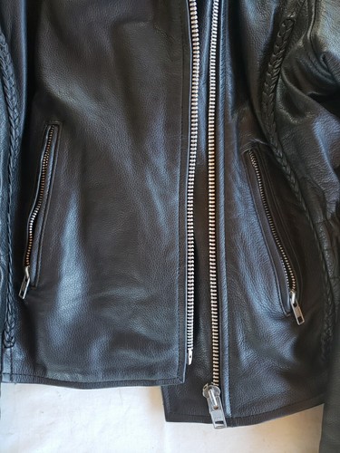 X Element Leather Womens Small Motorcycle Jacket Black Braided Asymmetrical - Picture 3 of 5