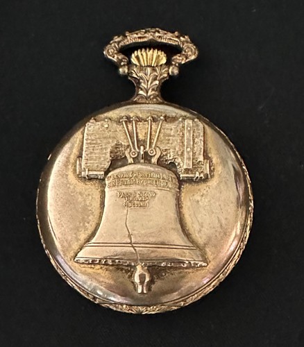 Vintage Arnex Swiss 17 Jewel Liberty Bell Eagle Pocket Watch Sub Dial Runs Well