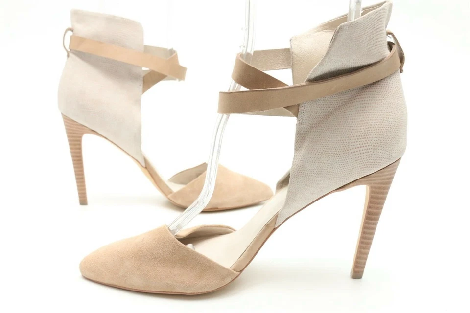 Tacones al tobillo Joes para mujer de cuero beige tostado gamuza punta puntiaguda a lunares talla 10 Foto 4 de 4