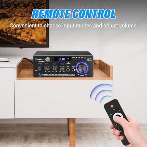 Amplificador de Audio Estéreo AK45, 300W Hogar 2 Canales Inalámbrico Bluetooth Potencia 5.0 - Imagen 6 de 7