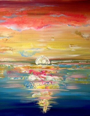 Reispapier für Decoupage Scrapbook Basteln Himmel und Meer Mond 671