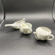 3 Antique Porcelain Invalid Feeders Feeder Lot  1 Boat 2 Round