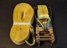 Ratchet Strap 3333 Working Load 2" Width Ratcheting Tie Down Yellow Hooks New