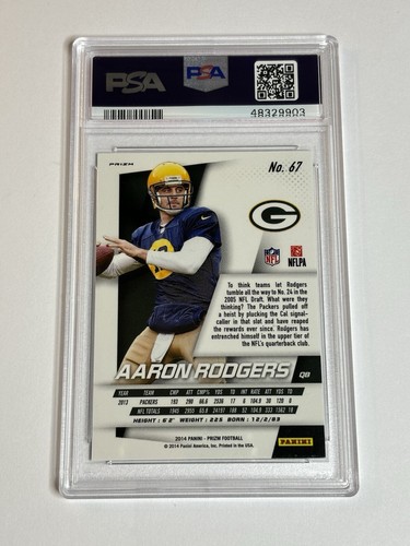 AARON RODGERS 2014-15 Panini Prizm Card #67 - PSA 9 - Picture 2 of 2