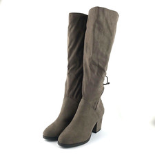 Journee Collection Women's Leeda Knee High Boots Faux Suede Size 10 Taupe