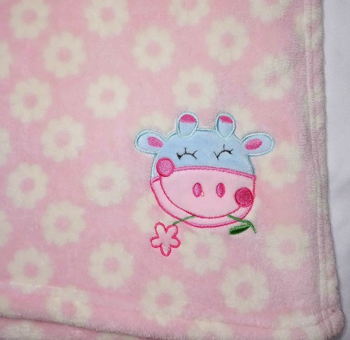 SNUGLY BABY Girl Floral COW Fleece Blanket Pink White Daisy 30x35 Lovey SOFT - Picture 2 of 4