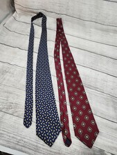 Brooks Brothers Makers TWO Silk Neck Tie 60" Navy,yellow,red Medallion Made USA