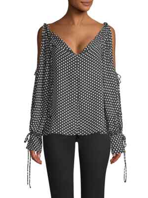 Milly Connie Polka Dot-Print Silk Top Size XS (Run Large) MSRP: $375.00