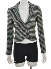 Ruth Womens Jacket Size 2 Gray Blue Woven Plaid Blazer Long Sleeve Wool Casual