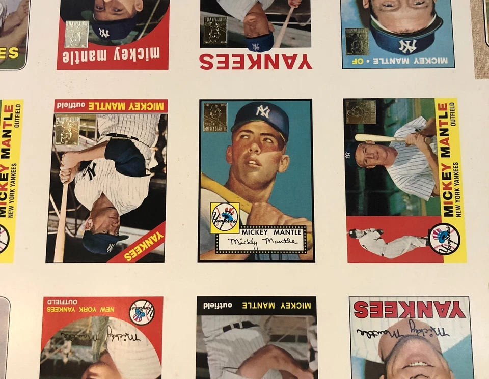 Mickey Mantle 1993 Topps Commemorative INSERT Uncut Sheet 90 Cards 27"x40" RARE! - Bild 2 von 4