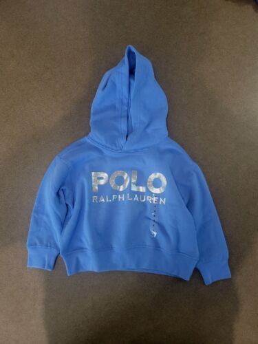 NWT Polo Ralph Lauren Hoodie Sweatshirt BLUE w/Metallic Toddler Girls size 4T - Afbeelding 1 van 3