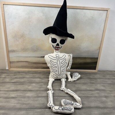 Pottery Barn Ms. Bones Shaped Decorative Pillow Skeleton Halloween Missing Arm