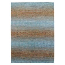 10'1"x14' Orange Pure Wool Hand Knotted Modern Chiaroscuro Collection Rug R79174