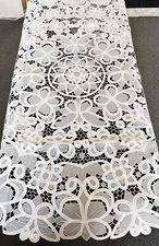 New 52" Round Handmade Battenburg Lace eggshell applique tablecloth Doilie