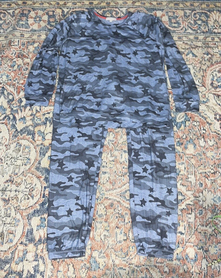 P.J. Salvage Blue Camo Star Print Lounge Pajama Set SZ XL NWT