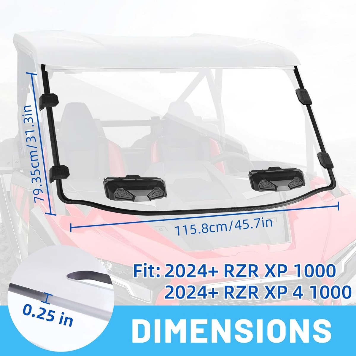 2024 Rzr Pro R Rear Windshield Rzr Speakers Hard Rear Windshield For 2024+ Polaris RZR XP 1000/XP4 ...