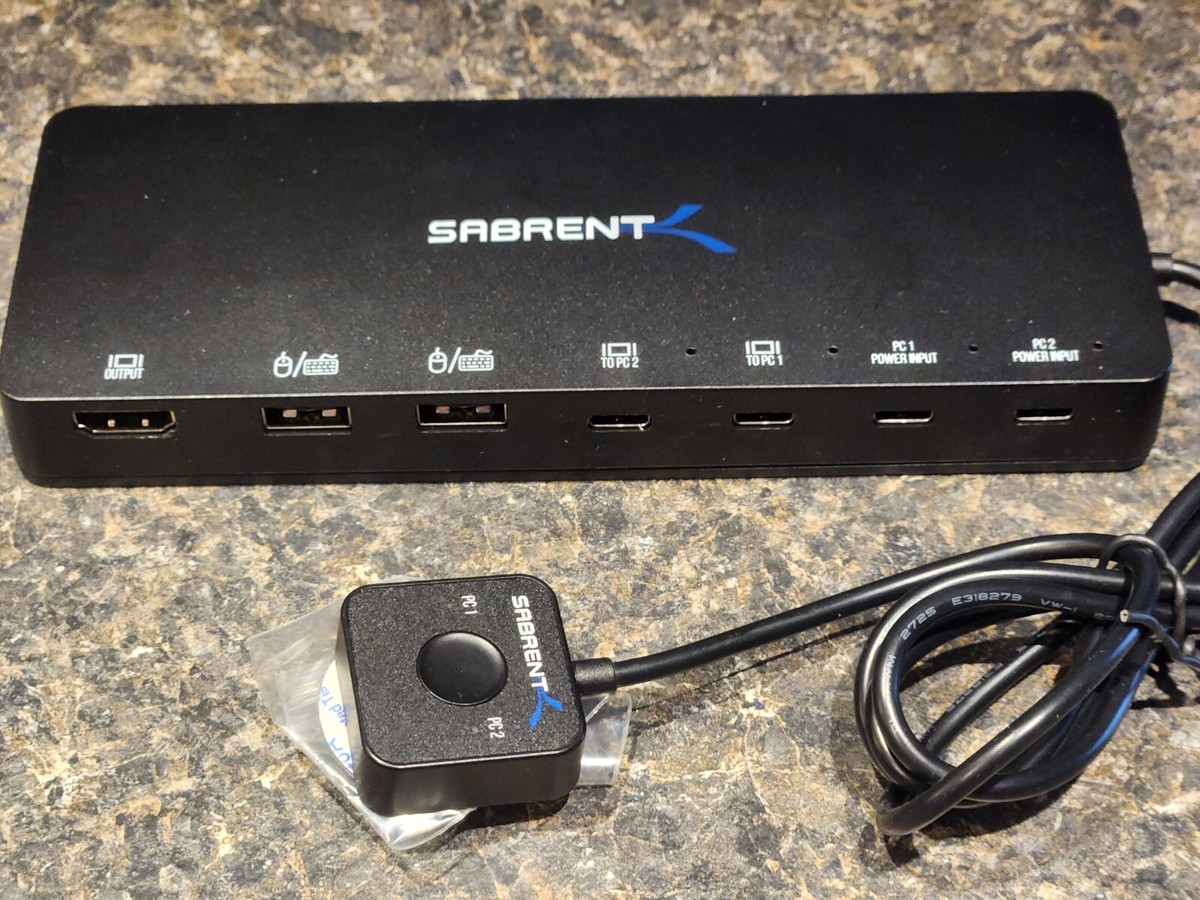 Sabrent 2-Port Type-C KVM Switch with 60 Watt Power Delivery